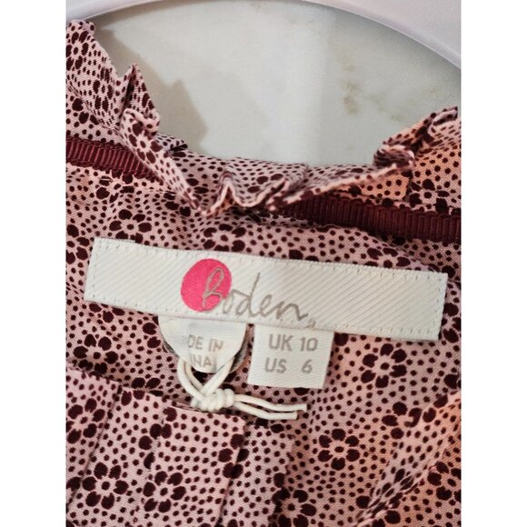 NWT! Boden Betsy Top Floral Print Ruffle Sz 6 Pink Long Sleeve Prairie Boho - Picture 8 of 13